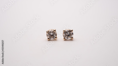 Fototapeta Naklejka Na Ścianę i Meble -  Diamond Stud Earrings Macro Lens Shot