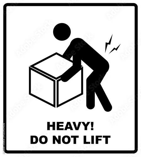 Warning heavy object sign. Do not lift. Mass vector packaging symbol on vector cardboard background. Handling mark on craft paper background. Can be used on a box or packaging
