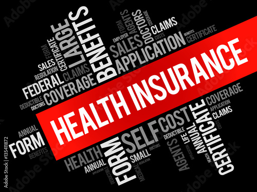 Health Insurance word cloud collage, healthcare concept background photo