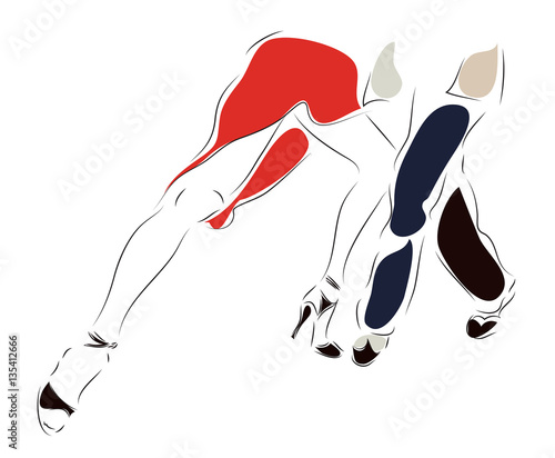 Couple Dancing Tango. Woman and Man Dancers