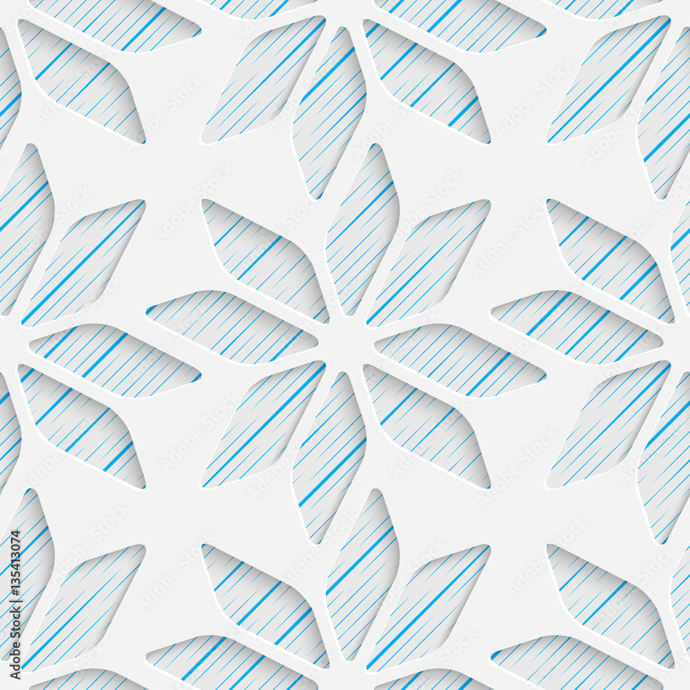 Fototapeta White and Blue Minimalistic Ornament. Geometric Decorative Wallp