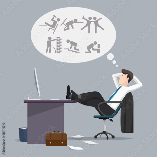 Funny businessman dreams of Stag weekend