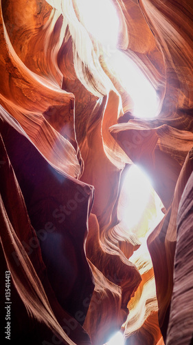 Red wave rock under the steep of lower antelope cayon in Page, Arizona. Beautiful natural creature photo