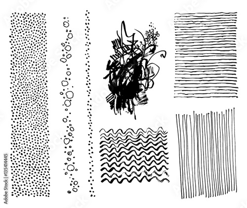 set of hand drawing marker hipster trendy textures and brushes