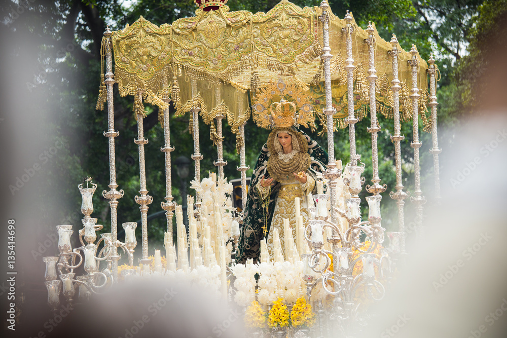 Fototapeta premium Holy week in Malaga, Spain. Virgin Mary of Pollinica procession.