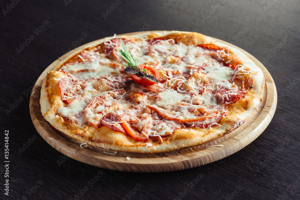 Italian meat pizza on the Board