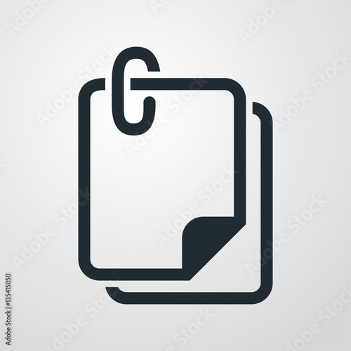 Icono plano hojas papel con clip en fondo degradado