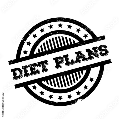 Diet Plans rubber stamp. Grunge design with dust scratches. Effects can be easily removed for a clean, crisp look. Color is easily changed.