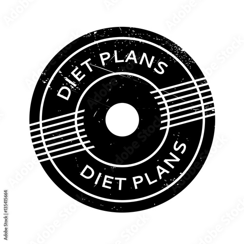 Diet Plans rubber stamp. Grunge design with dust scratches. Effects can be easily removed for a clean, crisp look. Color is easily changed.