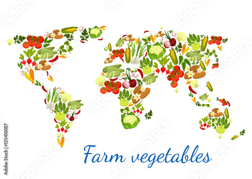 Vegetables world map vegetarian vector veggies