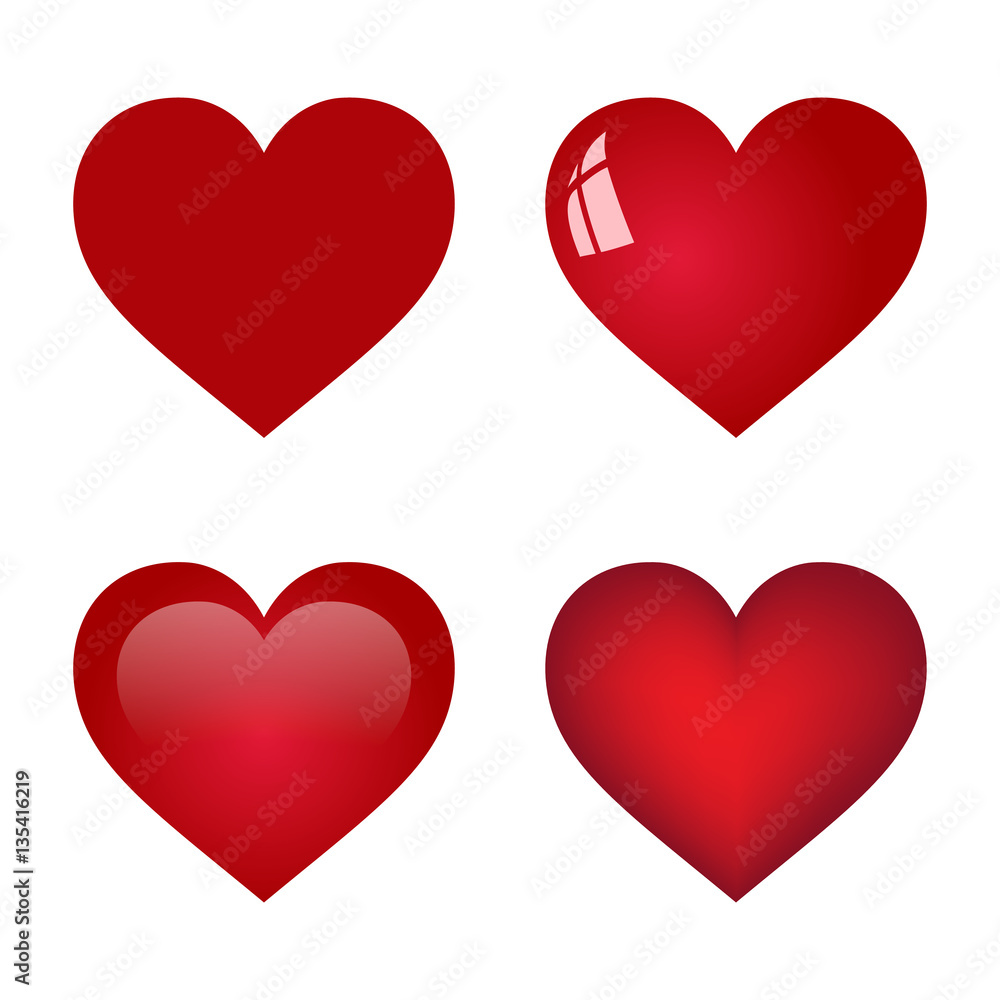 red vector heart collection on white background red vector heart collection on white background