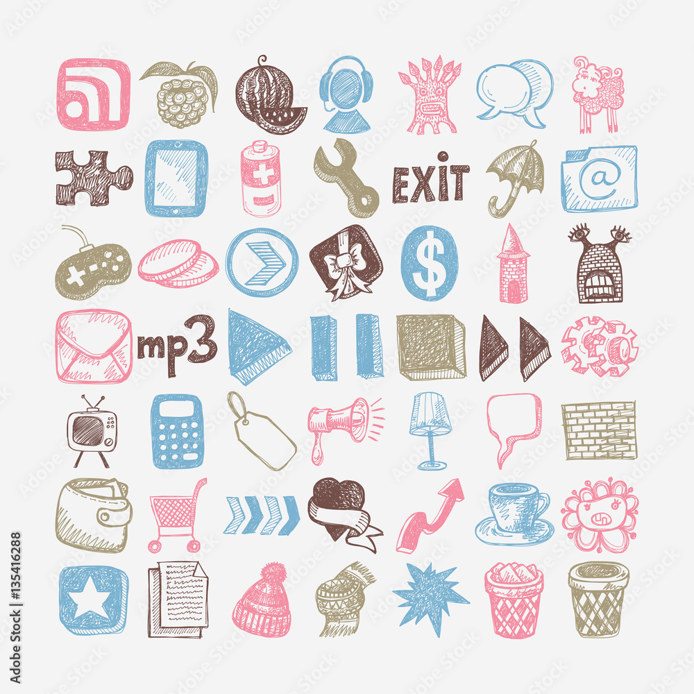 49 hand drawing doodle icon set 49 hand drawing doodle icon set