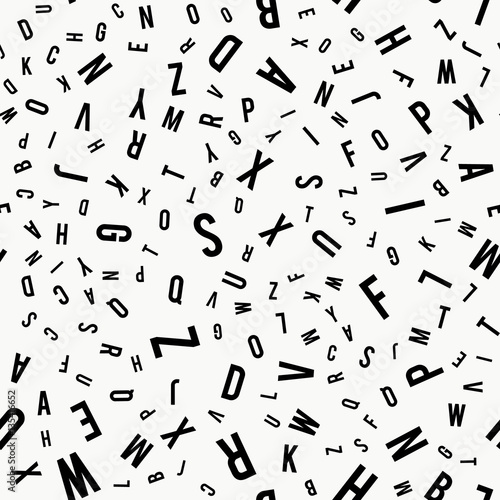 Vector seamless pattern with letters of the alphabet in random order