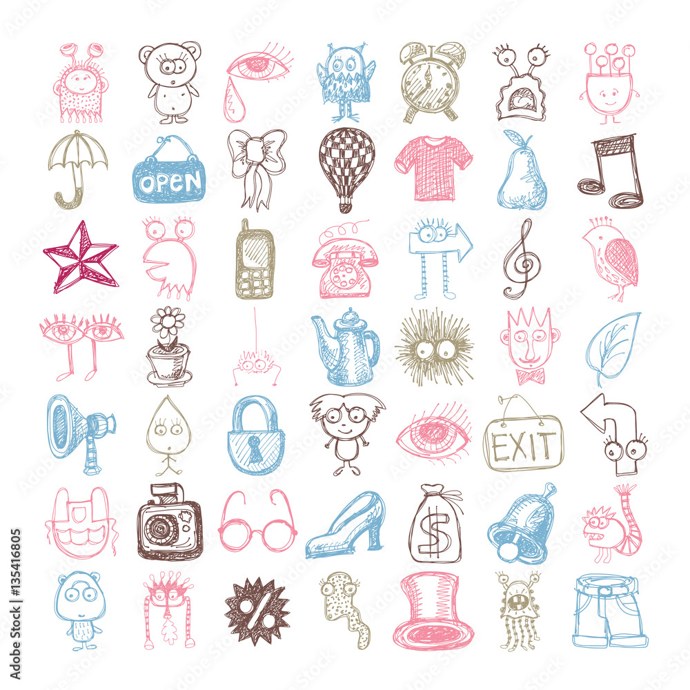 49 hand drawing doodle different icon set 49 hand drawing doodle different icon set