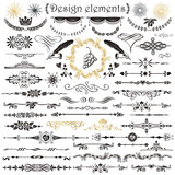 Vector set of calligraphic design elements and page decor.