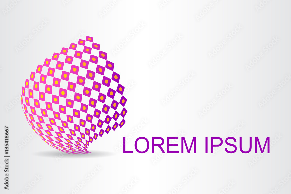 Logo stylized spherical surface with abstract shapes