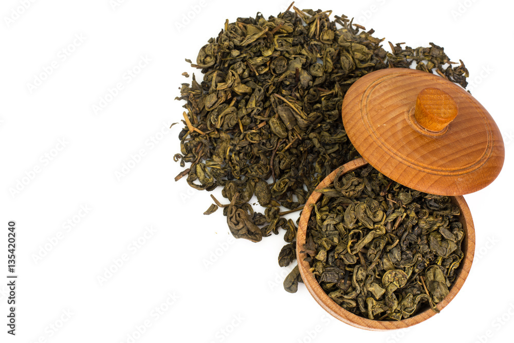 Fototapeta premium Dried green tea leaves