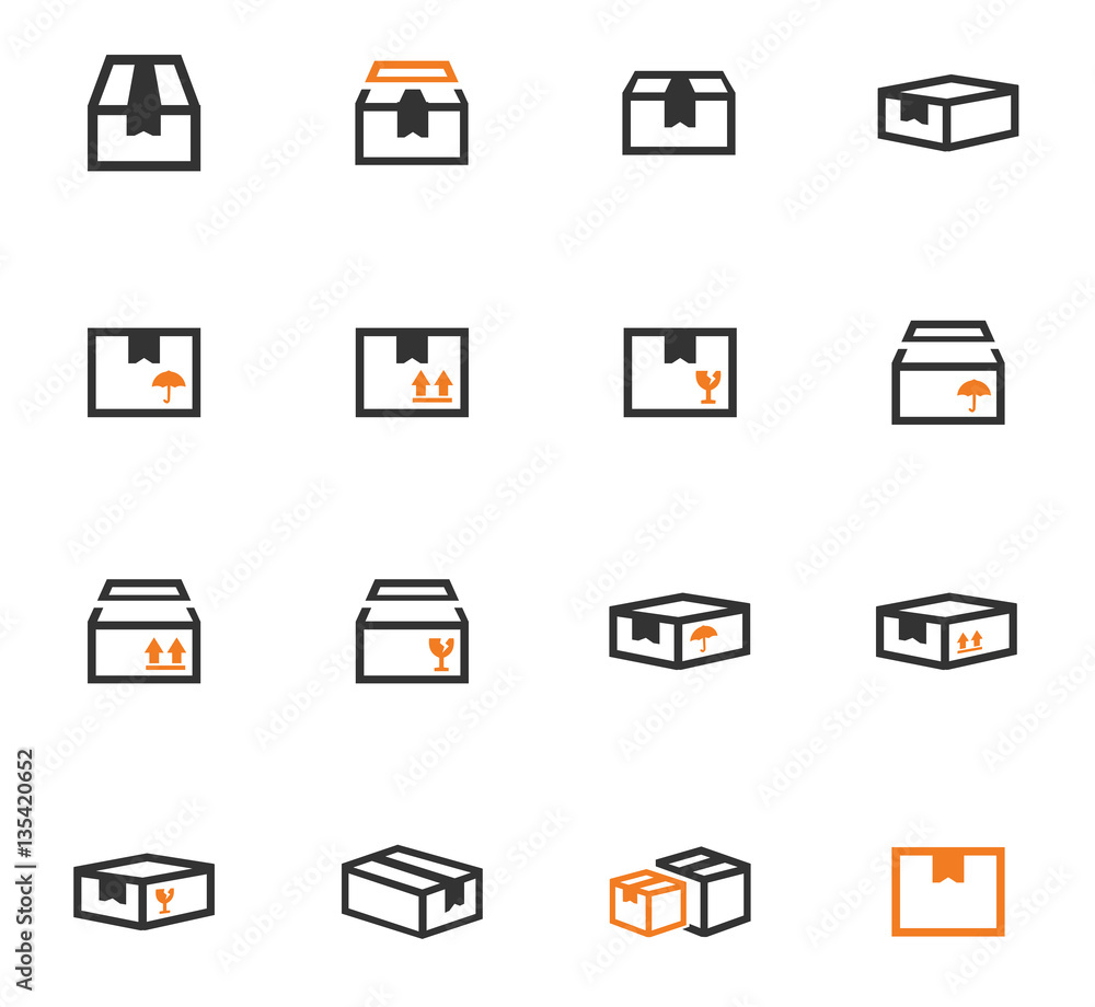 Simple icons set of box
