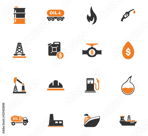 Extraction of oil icons set