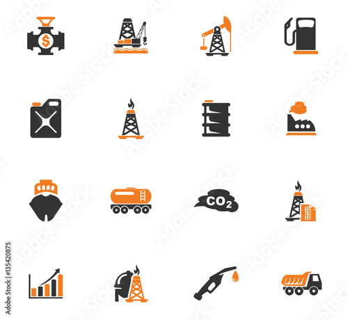 Extraction of oil icons set