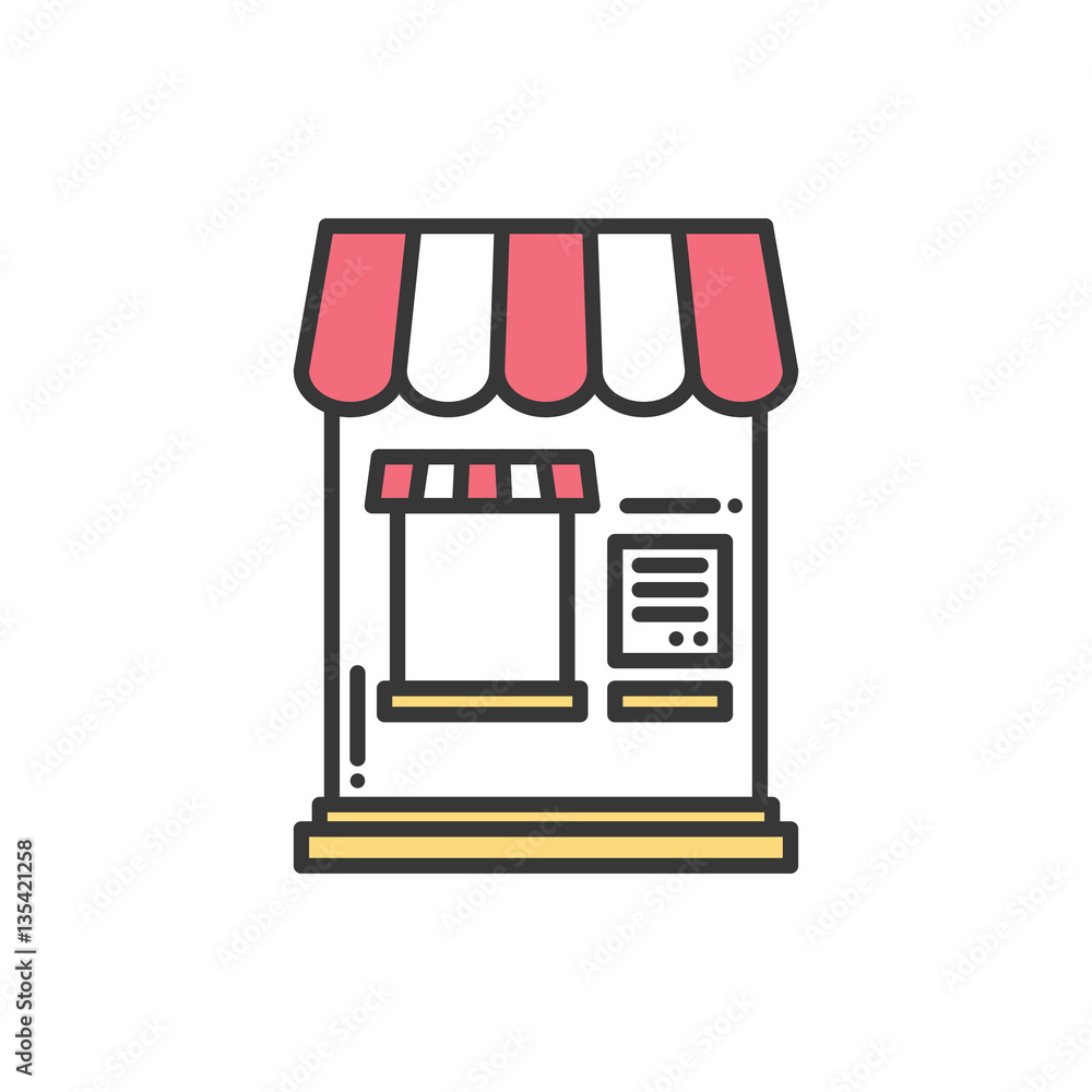 Thin line icons set. Cashbox, ticket window. Food kiosk, trolley, mobile cafe, shop, trade cart. Vector style linear icons. Isolated illustration. Symbols. Object. Sale Thin line icons set. Cashbox, ticket window. Food kiosk, trolley, mobile cafe, shop, trade cart. Vector style linear icons. Isolated illustration. Symbols. Object. Sale