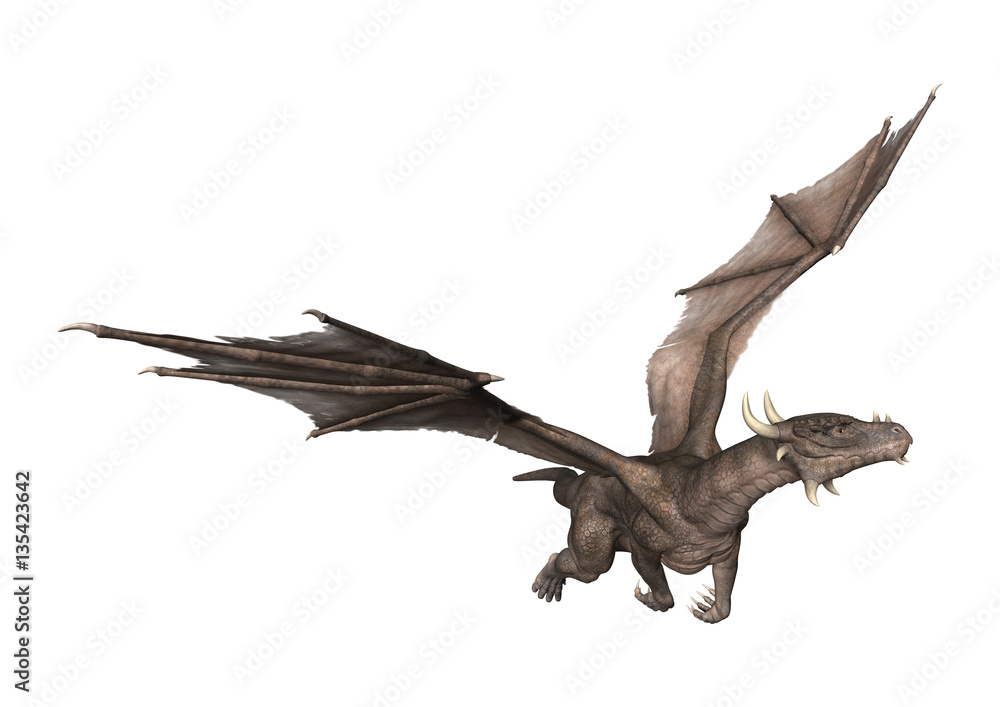 Fototapeta premium 3D Rendering Fantasy Dragon on White