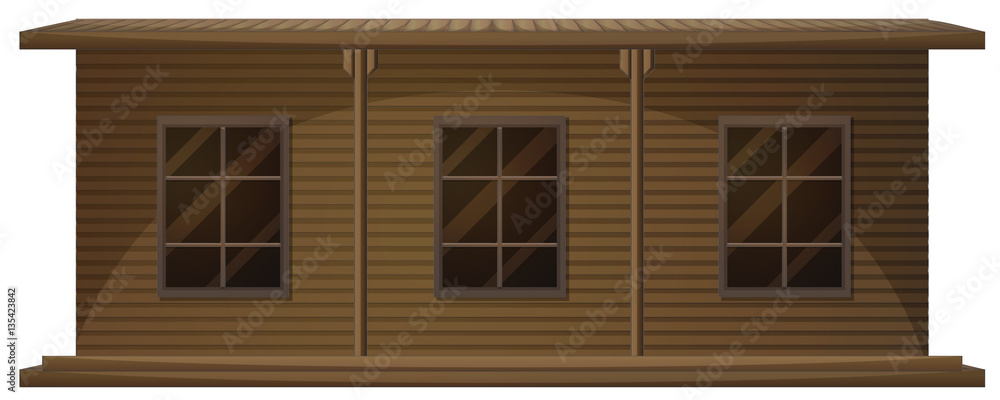 Wooden house with three windows