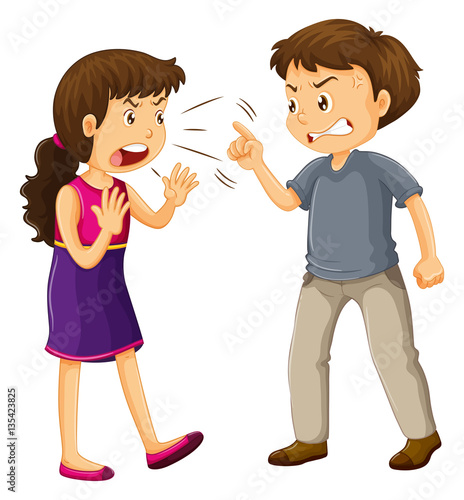 Man and woman fighting