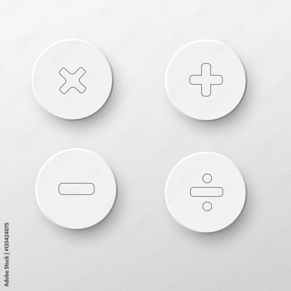 Four smooth validation Button with drop gray shadow on white Four smooth validation Button with drop gray shadow on white