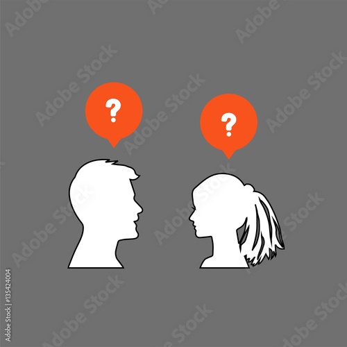 Male & female silhouette icon - couple & partner concept
