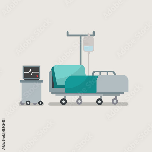 Hospital bed with medical equipments.