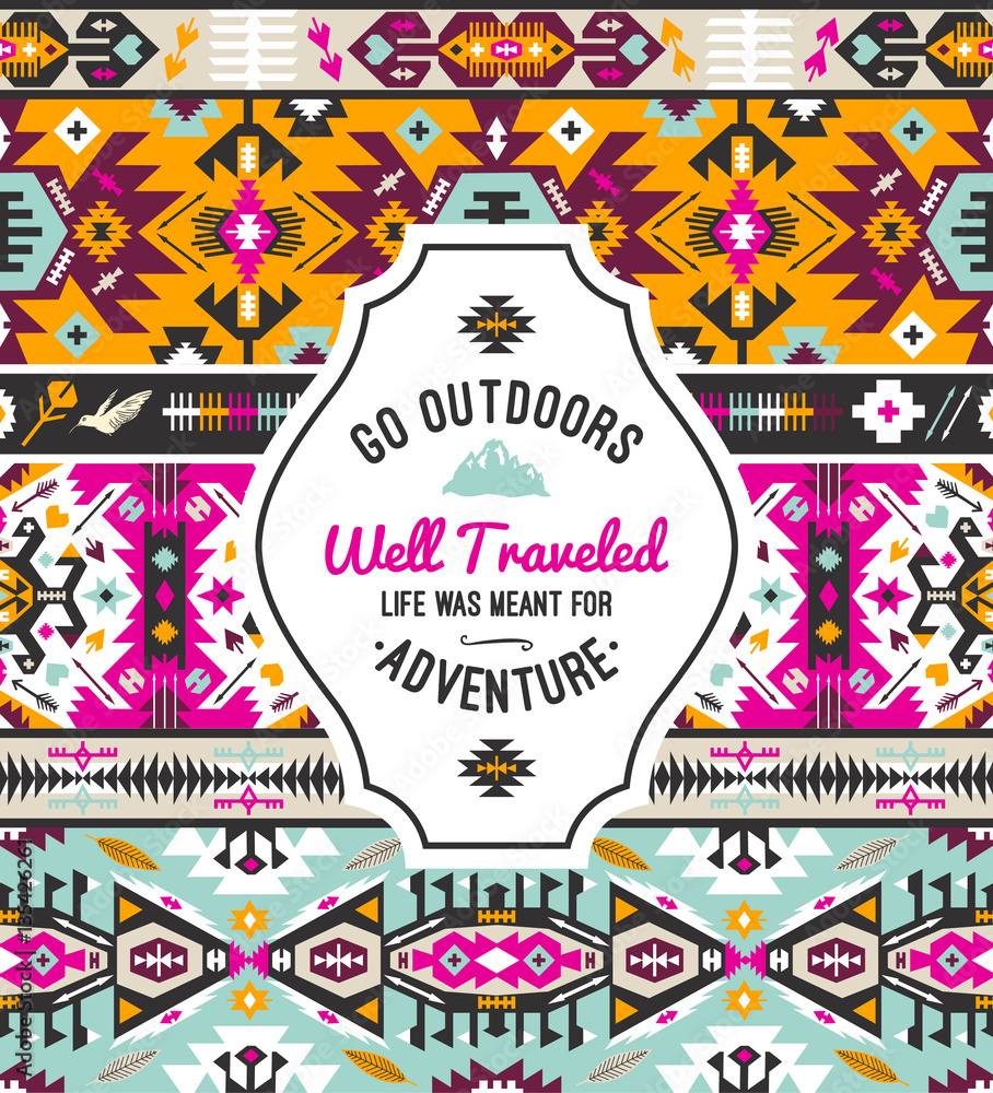 Seamless colorful pattern in tribal style