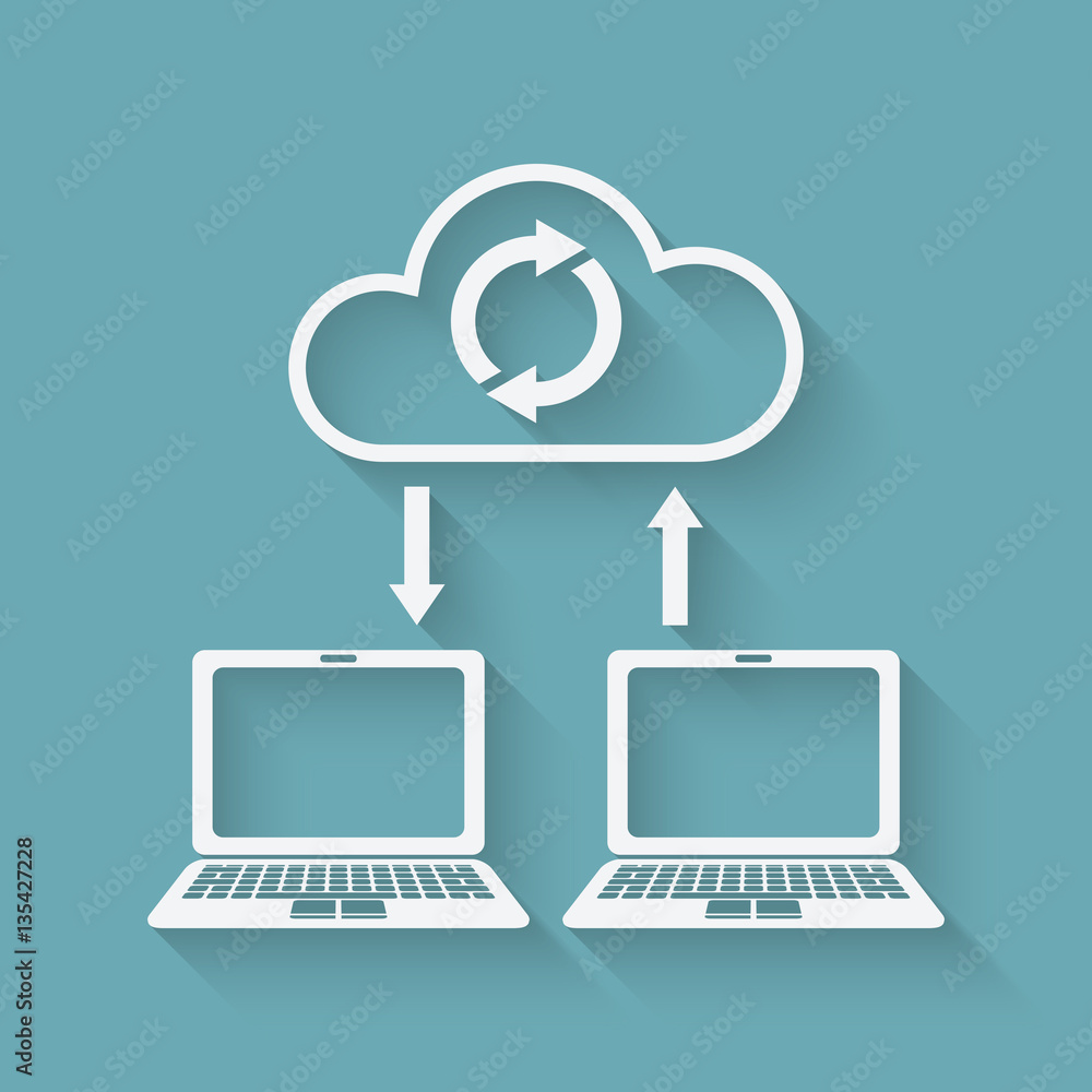 sync data. cloud computing concept