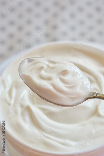 Ceramic bowl of white yoghurt