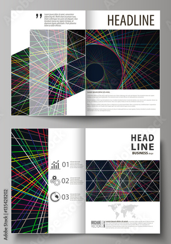 Business templates for bi fold brochure, magazine, flyer, booklet or report. Cover design template, abstract layout in A4 size. Bright color lines, colorful beautiful background. Perfect decoration.