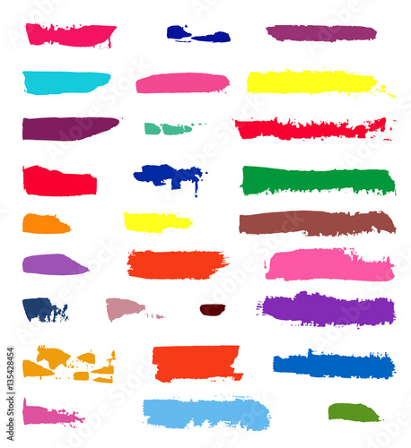 color vector brush strokes of paint on white background