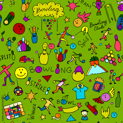 Bowling, seamless pattern for your design