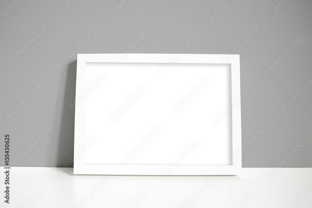 A4 white landscape frame with grey wall A4 white landscape frame with grey wall