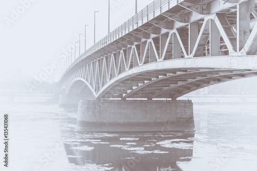 Canvas Print Foggy bridge in Hungary at winter
