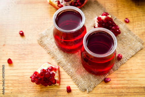 Pomegranate liqueur, Pomegranate juice. 