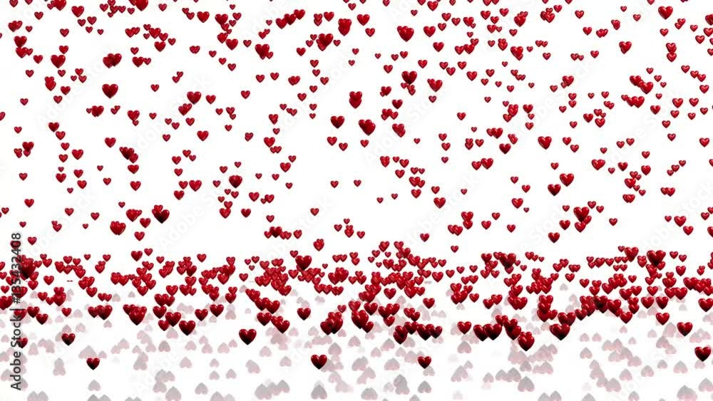 Plenty of Tiny Red Hearts Raining with a White Background Plenty of Tiny Red Hearts Raining with a White Background