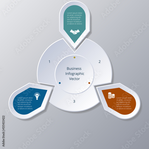 Infographic three Points arranged in circle gear