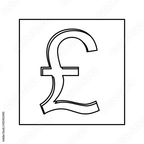 monochrome contour with currency symbol of sterling pound in square . Vector illustration