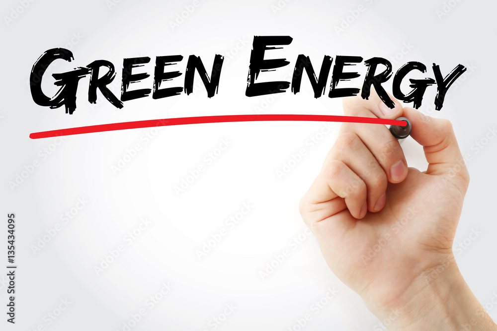 Hand writing Green energy with marker, concept background Hand writing Green energy with marker, concept background