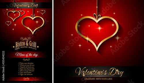 Valentine's Day Restaurant Menu Template Background for Romantic Dinner