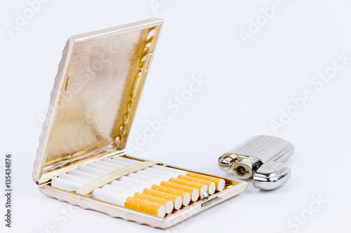 Object photography of a lighter and a cigar case