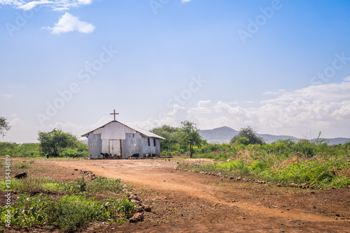 Obraz na płótnie Small christian church in rural african area w salonie