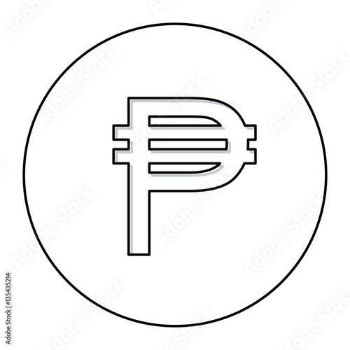 monochrome contour with currency symbol of philippine in circle vector illustration