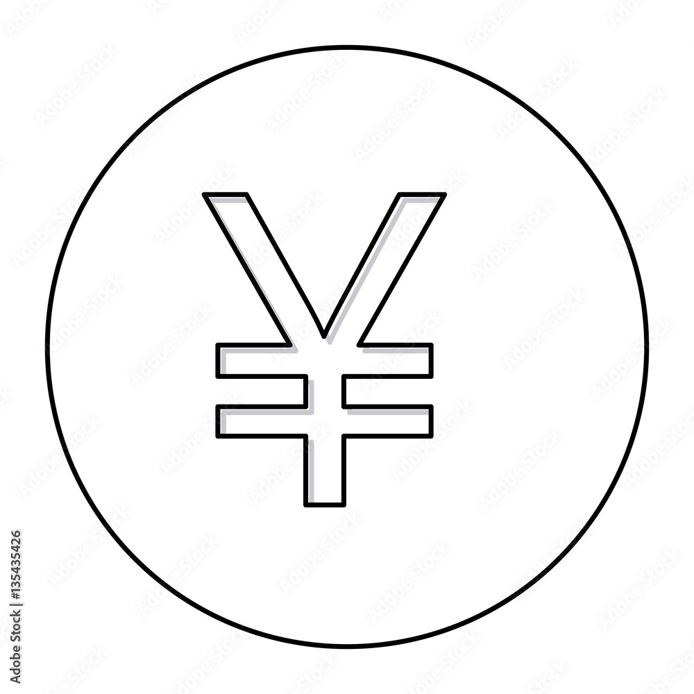 monochrome contour with currency symbol of china in circle vector illustration monochrome contour with currency symbol of china in circle vector illustration