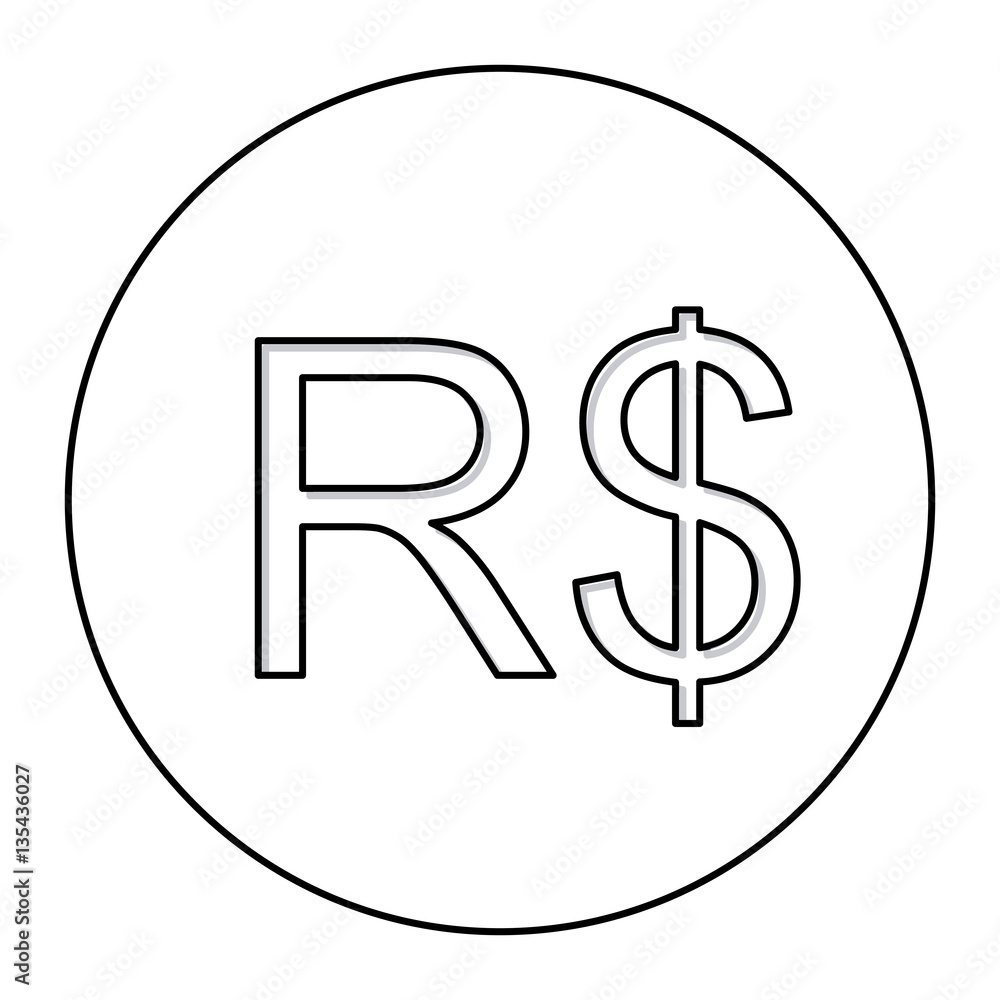 monochrome contour with currency symbol of brazilian real in circle vector illustration monochrome contour with currency symbol of brazilian real in circle vector illustration